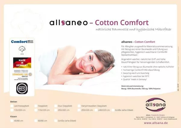 allsaneo® cotton comfort 4-Jahreszeiten-Steppbett 155x220 cm