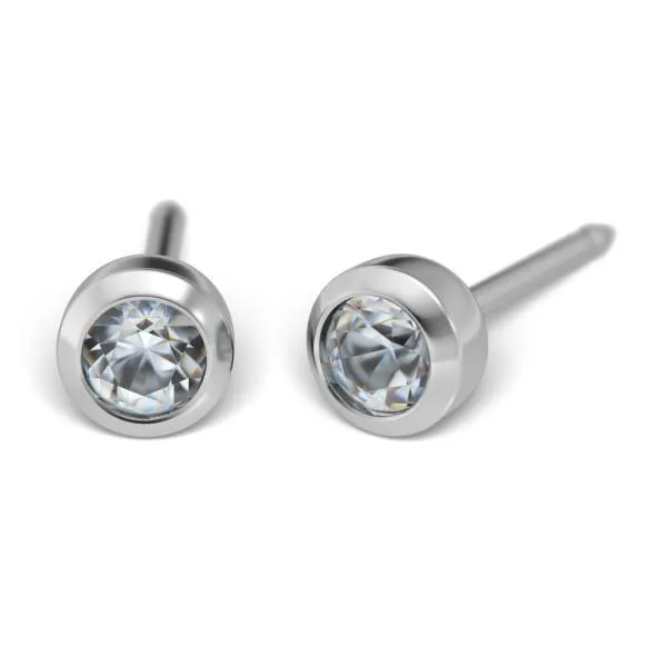 Antiallergische Ohrstecker Zirkonia Rundfassung silberfarben Antiallergische Ohrstecker Zirkonia Rundfassung silberfarben